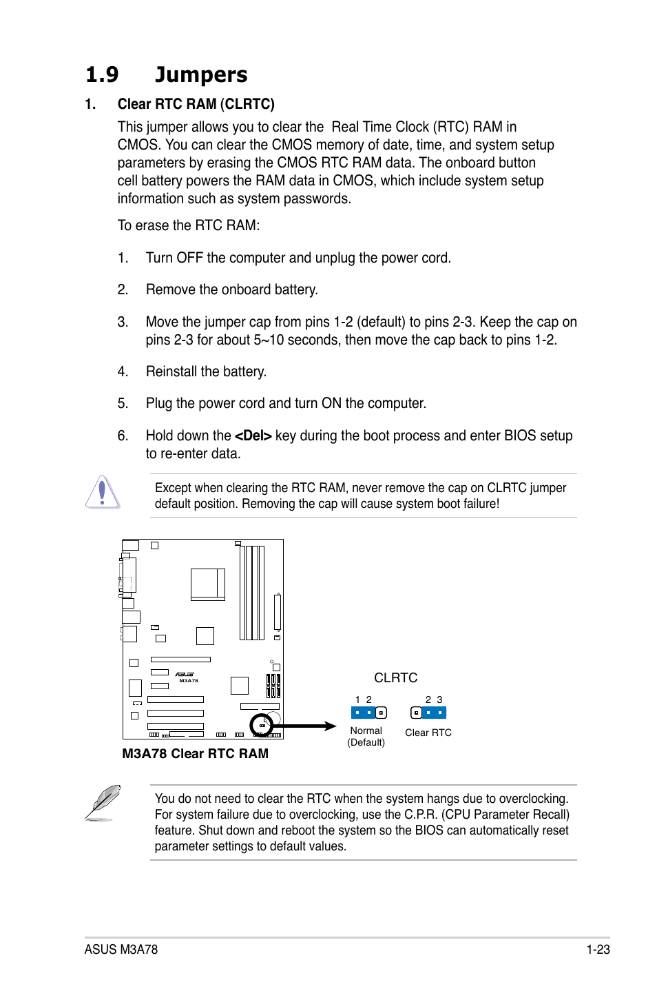 9 jumpers, Jumpers -23 | Asus M3A78 User Manual | Page 35 / 104