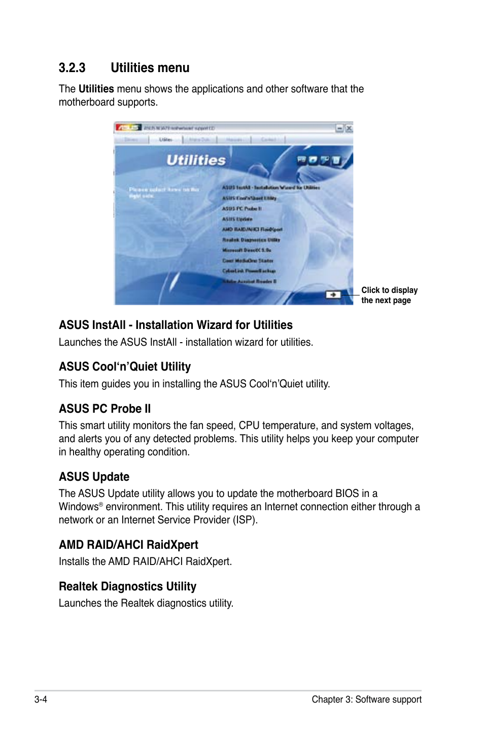 3 utilities menu, Utilities menu -4 | Asus M3A78 User Manual | Page 90 / 104