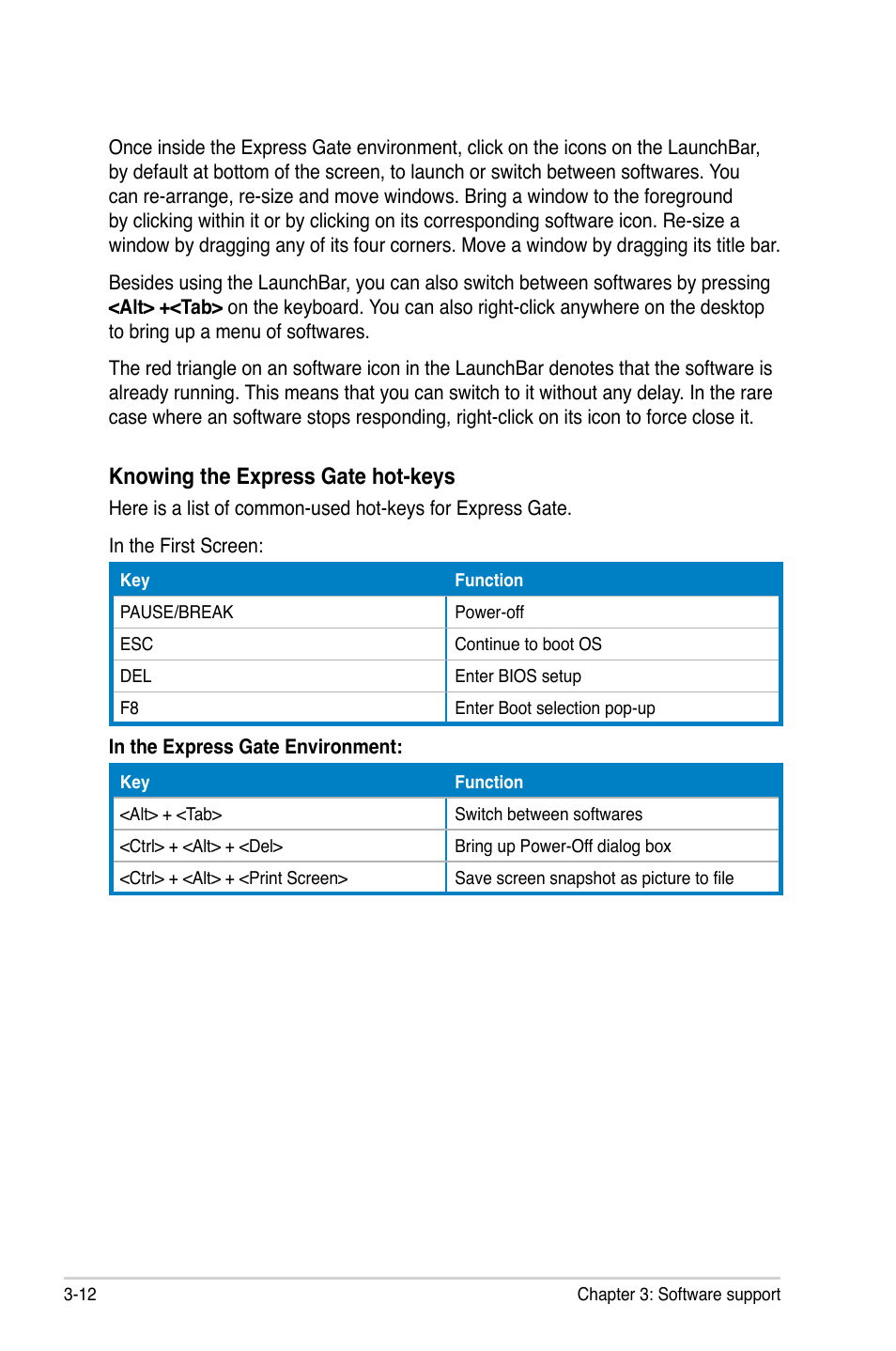 Knowing the express gate hot-keys | Asus M3A78 User Manual | Page 98 / 104