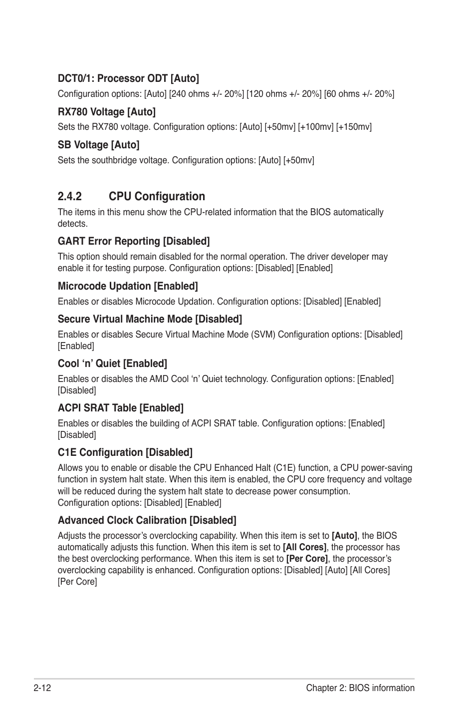 2 cpu configuration, Cpu configuration -12 | Asus M4A77TD PRO/U3S6 User Manual | Page 52 / 62