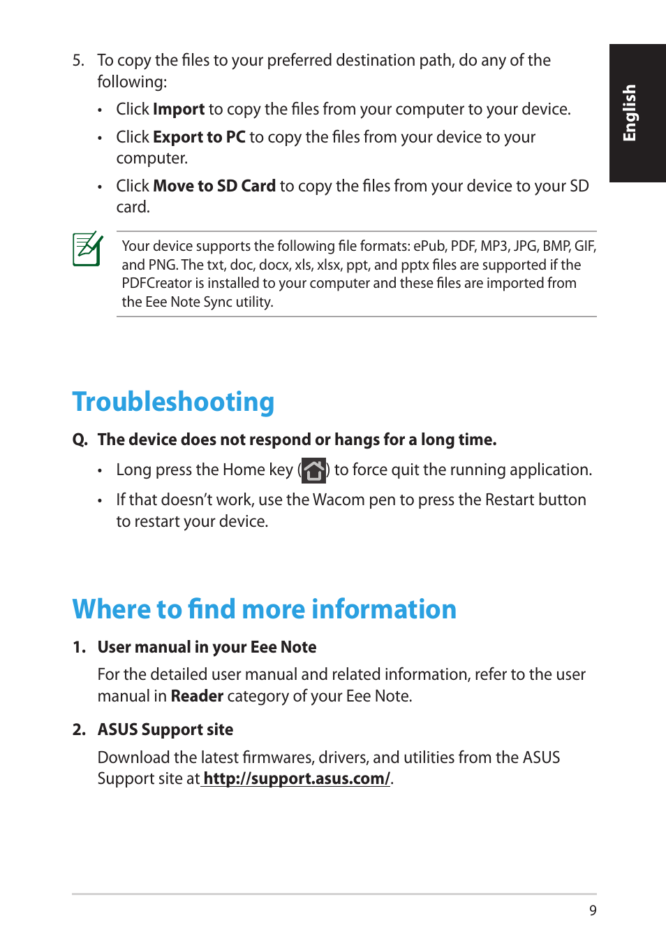 Troubleshooting, Where to find more information | Asus EA-800 User Manual | Page 9 / 9