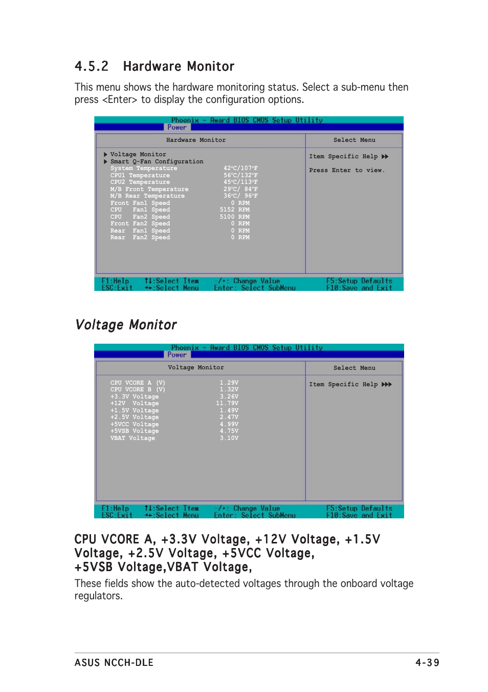 Voltage monitor | Asus NCCH-DLE User Manual | Page 101 / 180