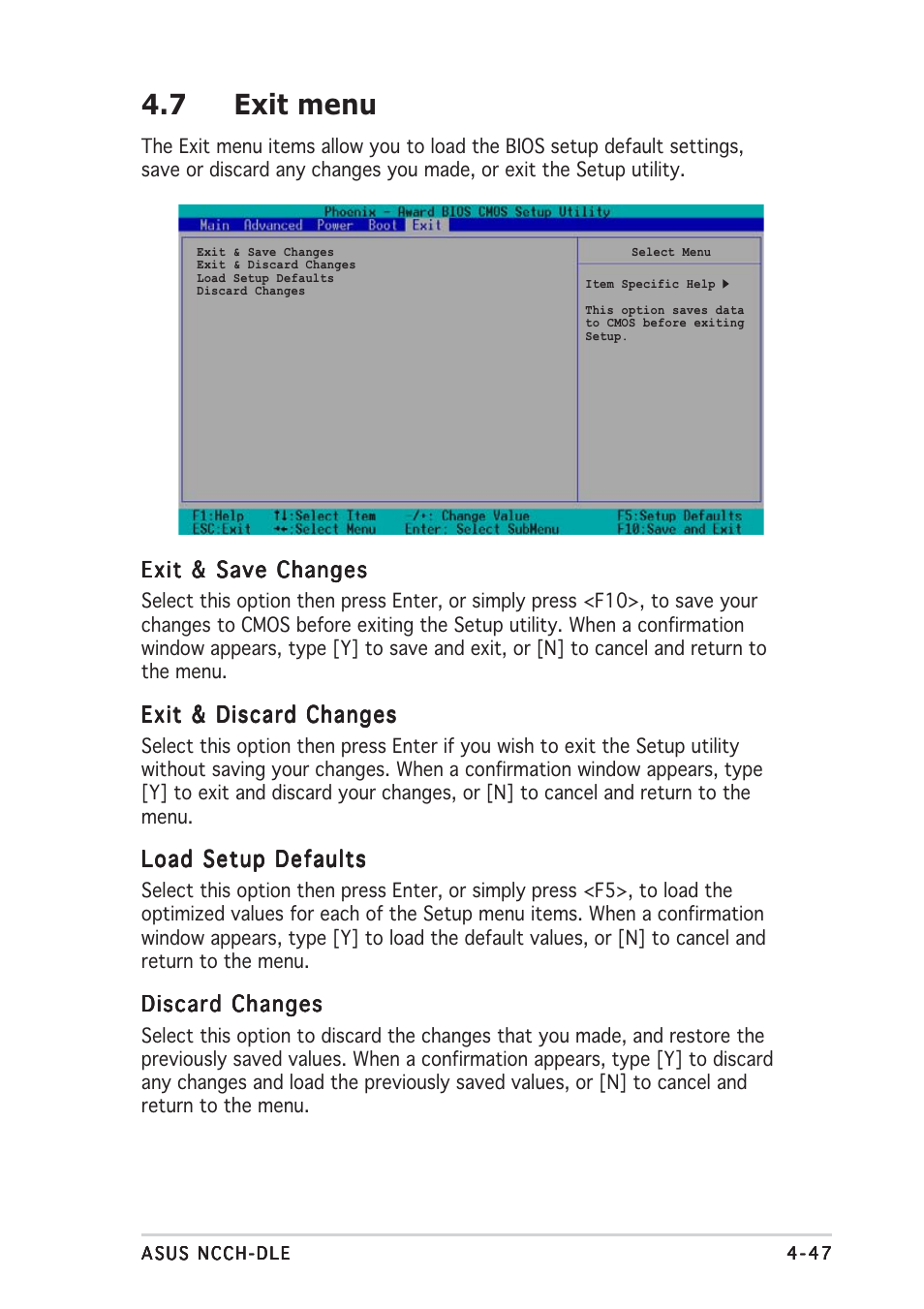 7 exit menu | Asus NCCH-DLE User Manual | Page 109 / 180