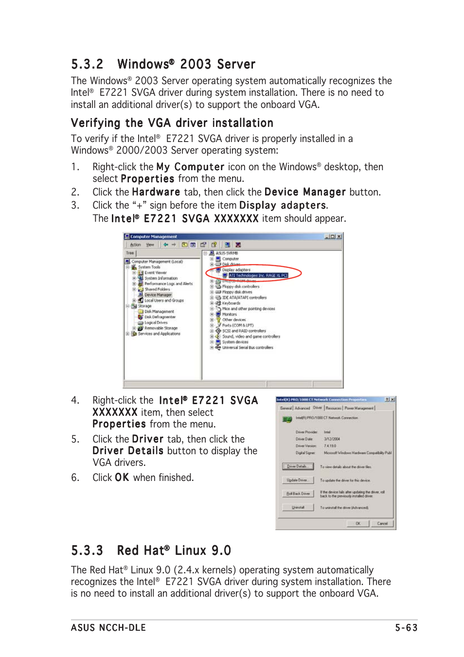 3 red hat red hat red hat red hat red hat, Linux 9.0, 2 windows windows windows windows windows | 2003 server | Asus NCCH-DLE User Manual | Page 175 / 180