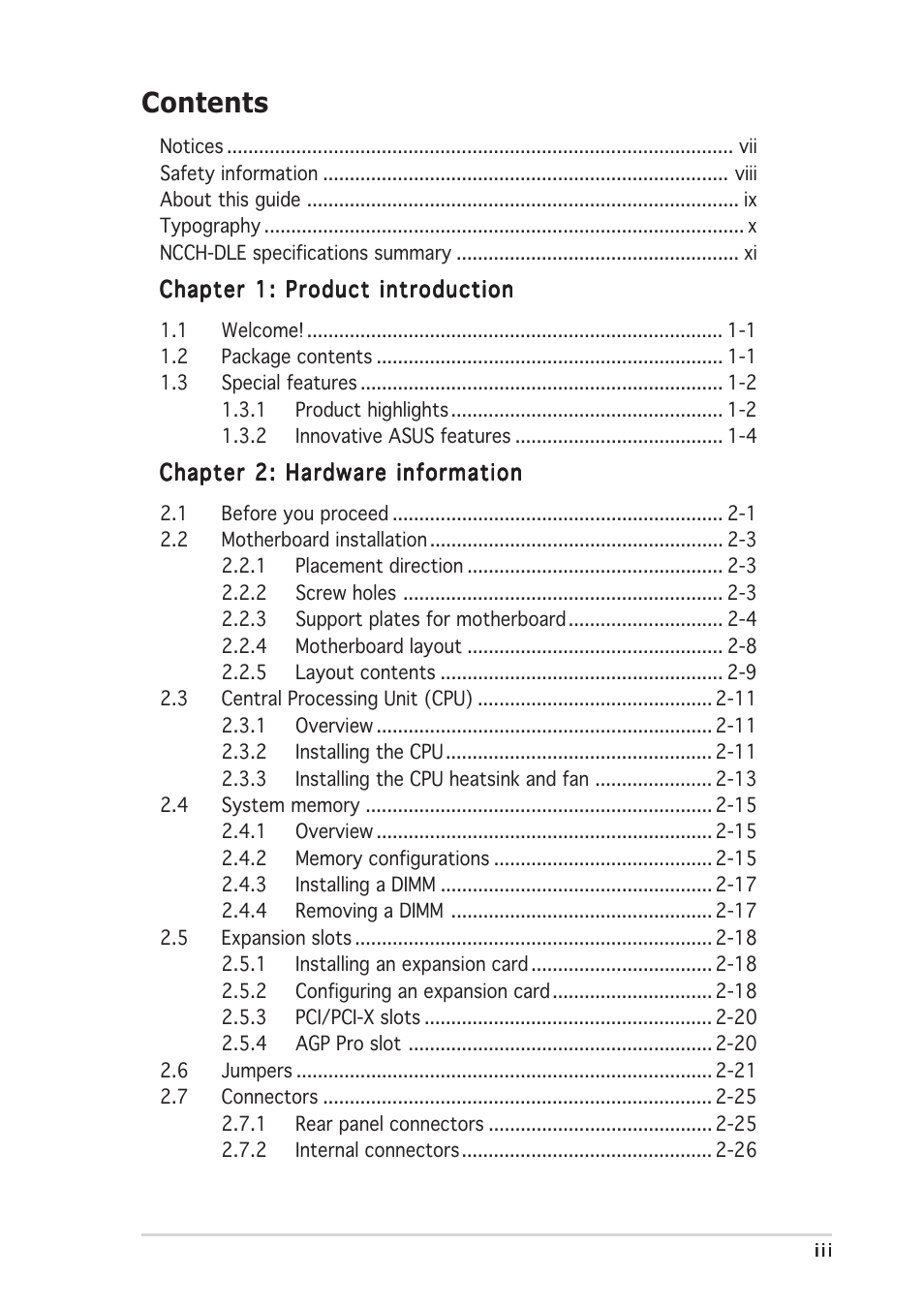 Asus NCCH-DLE User Manual | Page 3 / 180