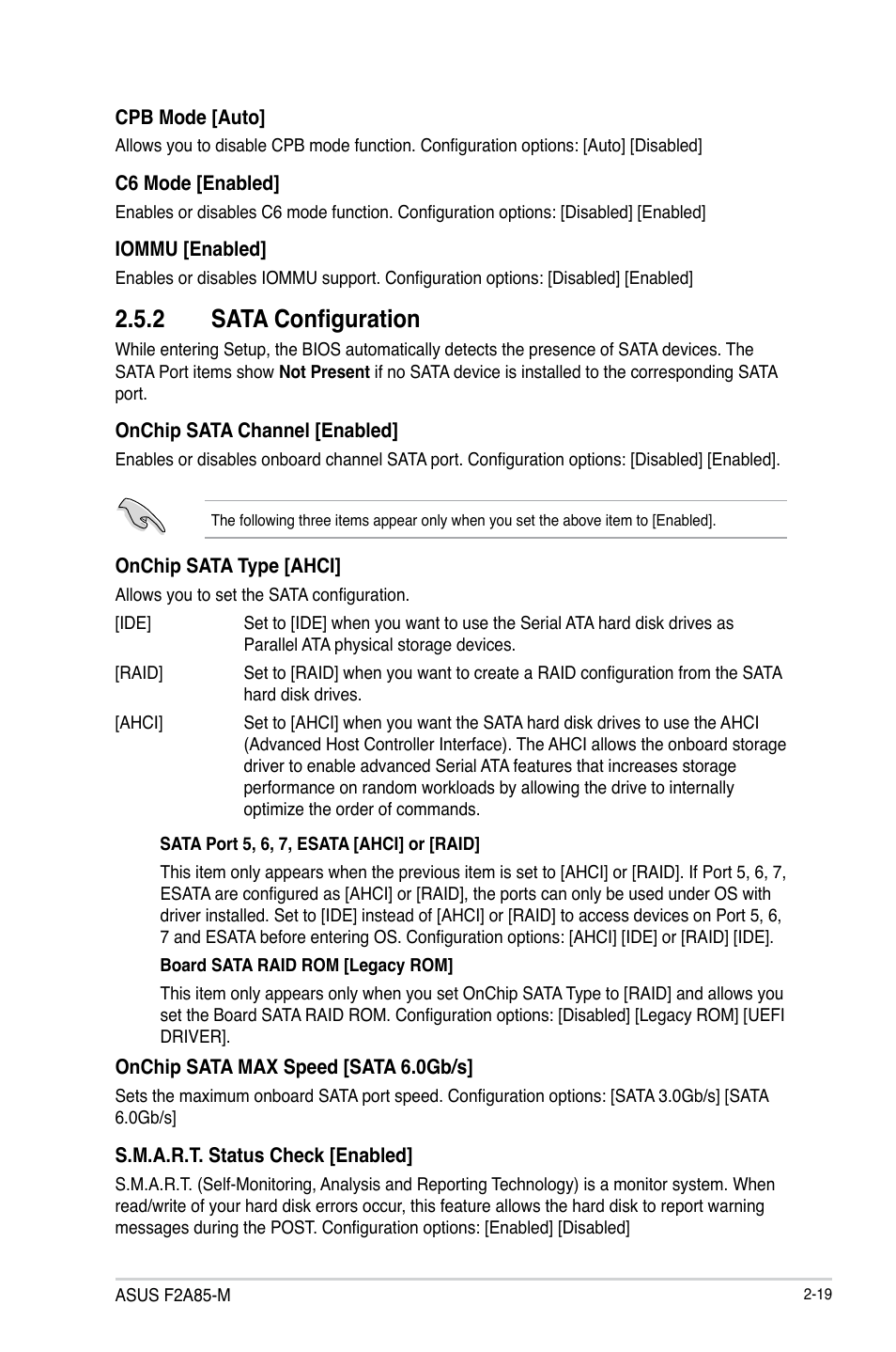 2 sata configuration, Sata configuration -19 | Asus F2A85-M User Manual | Page 67 / 86