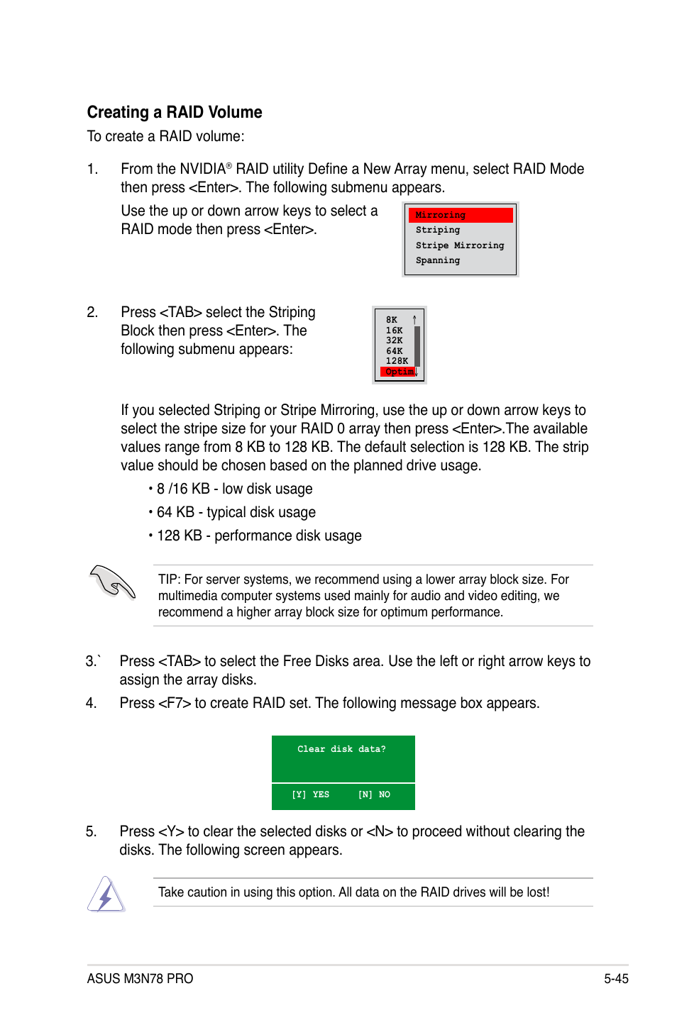 Creating a raid volume | Asus M3N78 Pro User Manual | Page 155 / 168