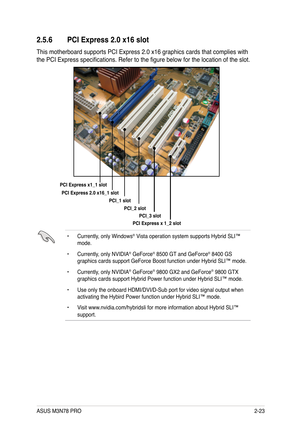 6 pci express 2.0 x16 slot, Pci express 2.0 x16 slot -23 | Asus M3N78 Pro User Manual | Page 47 / 168