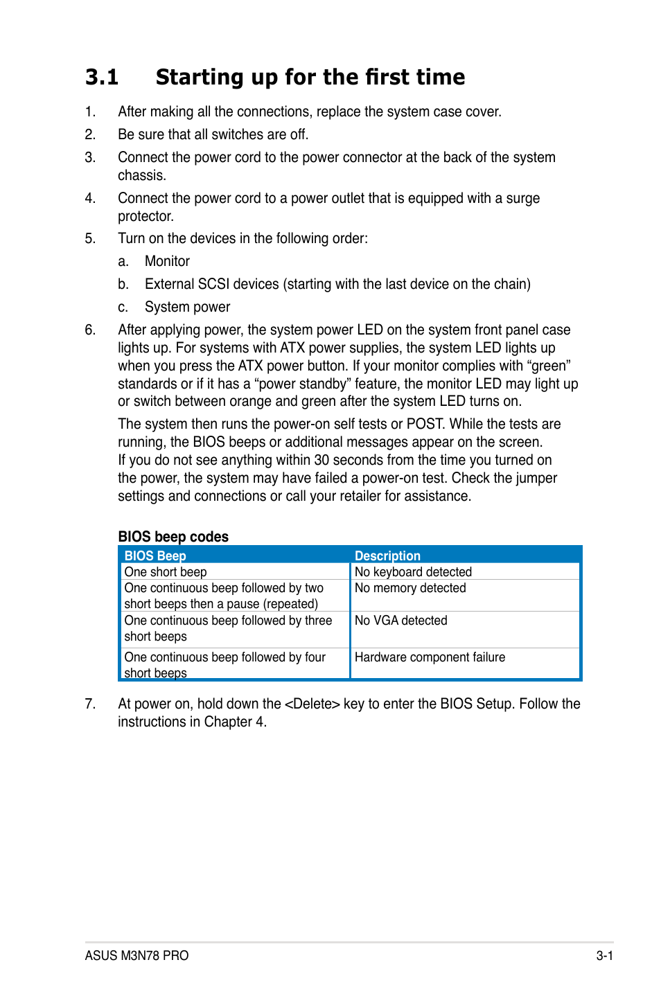 1 starting up for the first time, Starting up for the first time -1 | Asus M3N78 Pro User Manual | Page 67 / 168