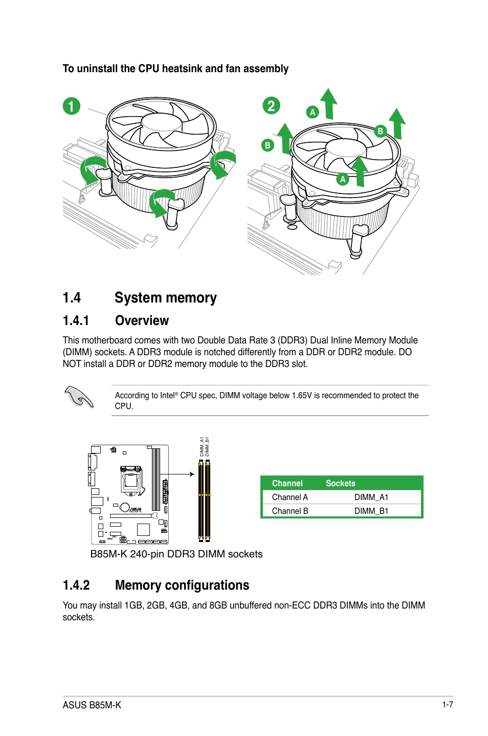 4 system memory, 4 system memory -7, 1 overview | Asus B85M-K User Manual | Page 15 / 48