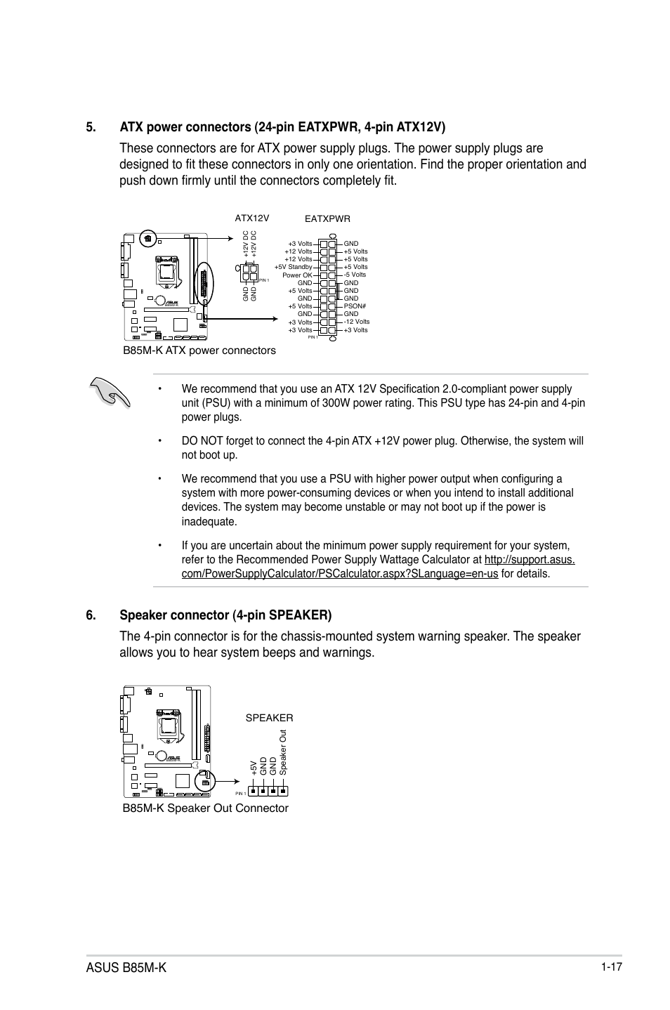 Asus b85m-k, B85m-k speaker out connector | Asus B85M-K User Manual | Page 25 / 48