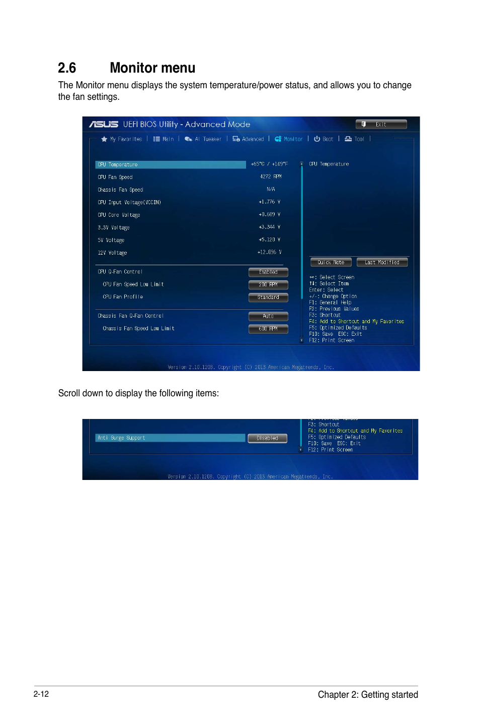 6 monitor menu, 6 monitor menu -12 | Asus B85M-K User Manual | Page 42 / 48