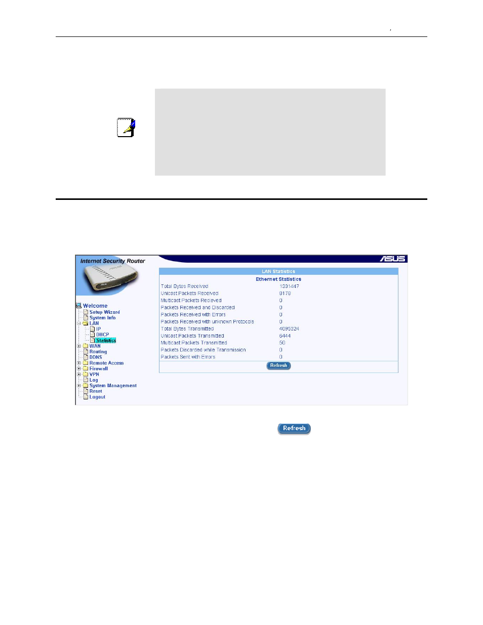 4 viewing lan statistics | Asus SL1000 User Manual | Page 46 / 167