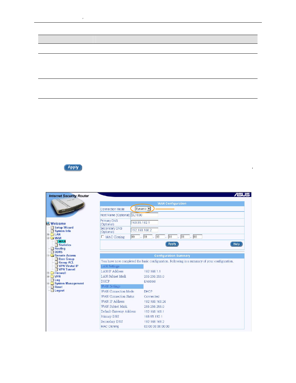 2 configuring dynamic ip for wan | Asus SL1000 User Manual | Page 49 / 167