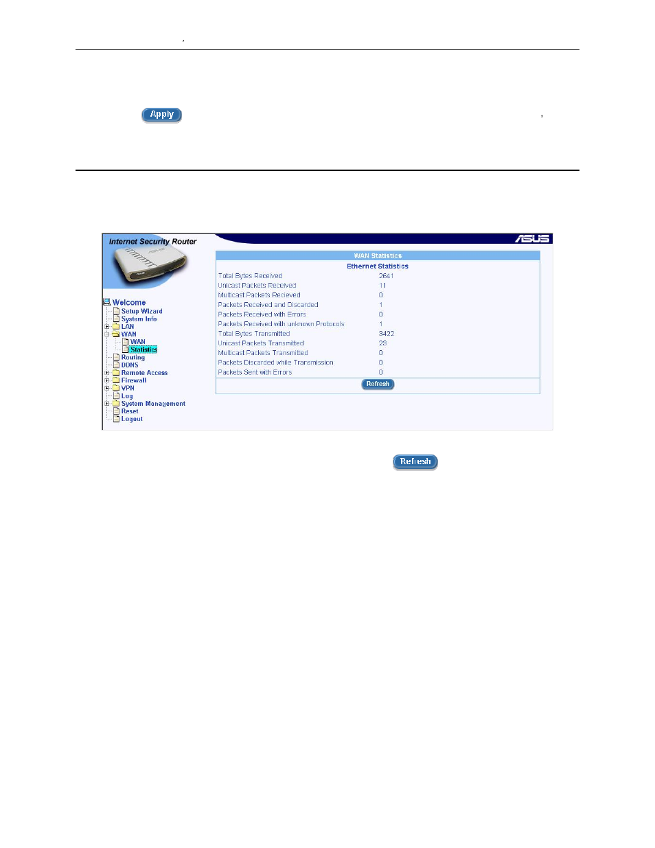 5 viewing wan statistics | Asus SL1000 User Manual | Page 51 / 167