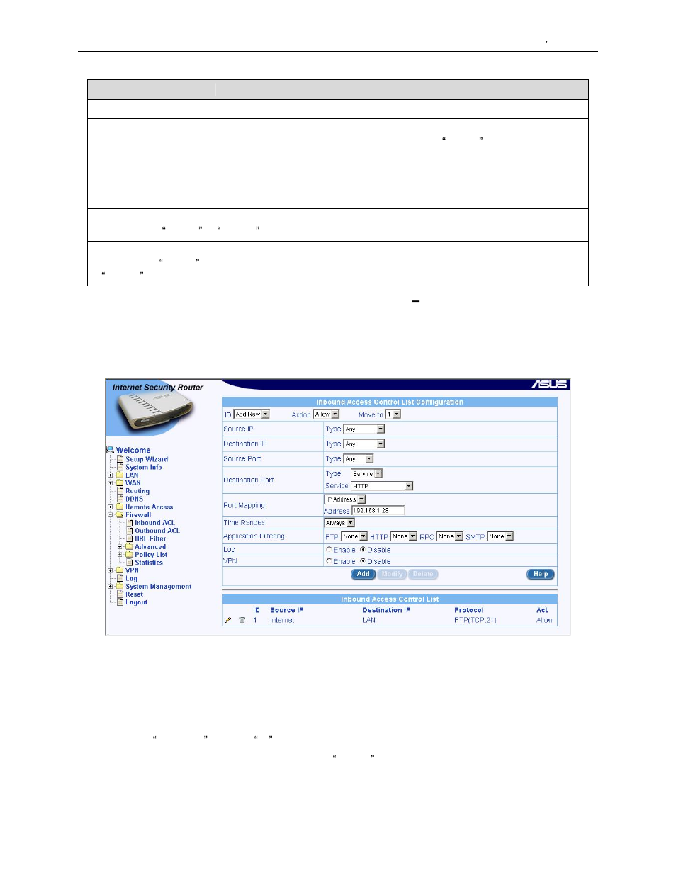 3 add inbound acl rules | Asus SL1000 User Manual | Page 68 / 167