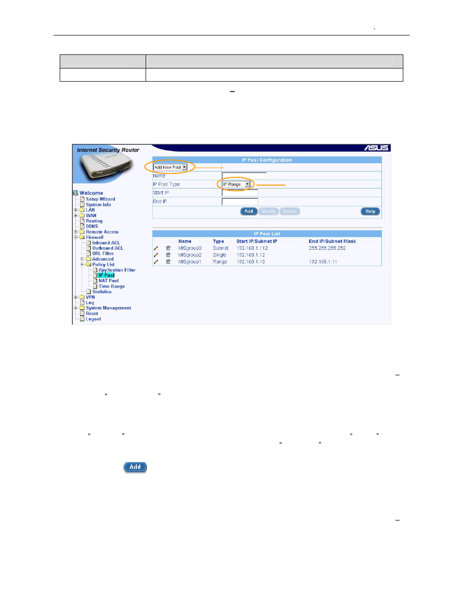 3 add an ip pool, 4 modify an ip pool | Asus SL1000 User Manual | Page 90 / 167