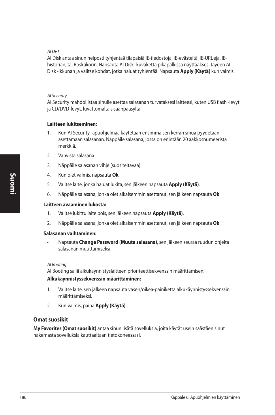 Suomi | Asus CP3130 User Manual | Page 188 / 342