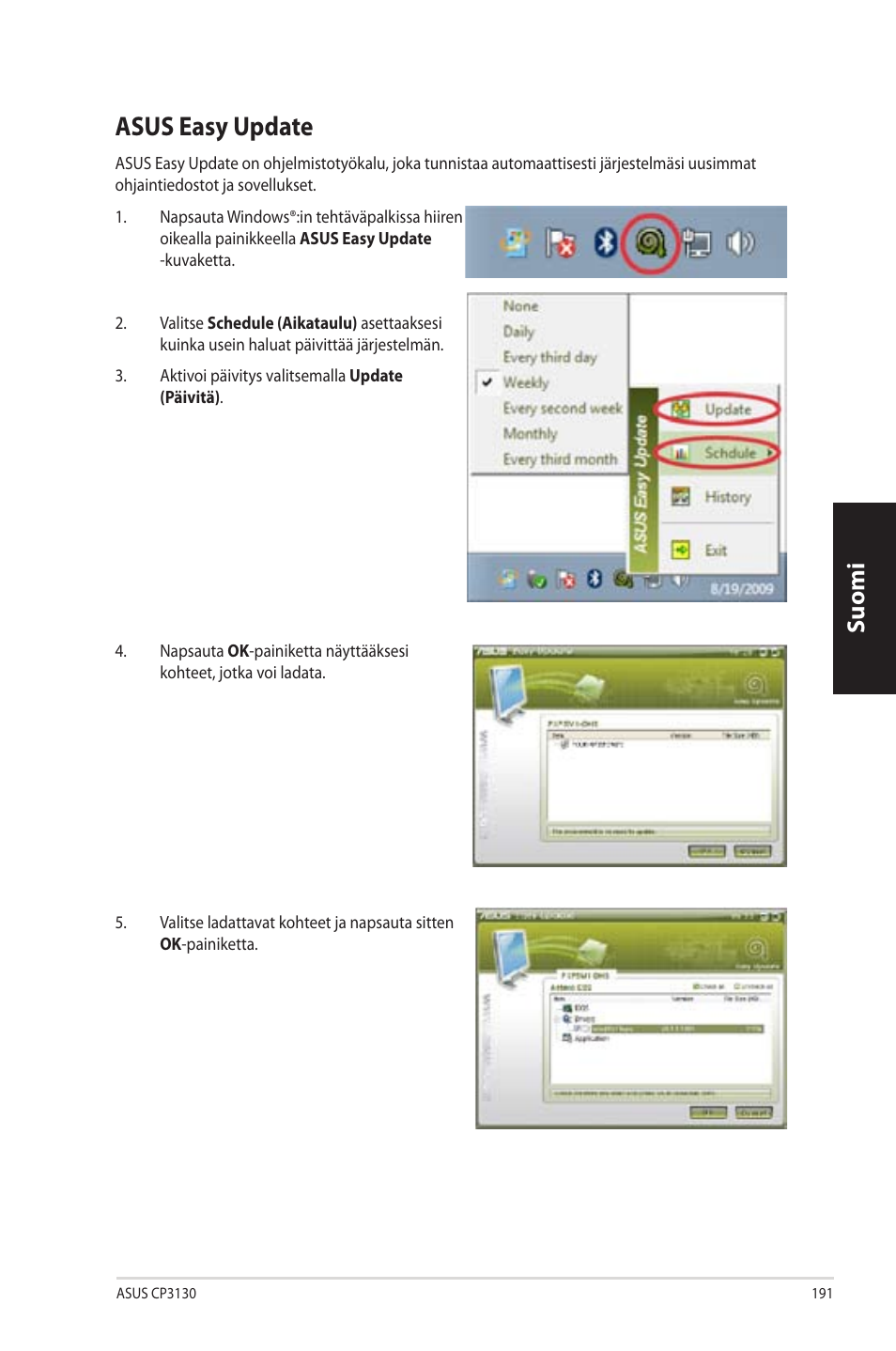 Asus easy update, Asus.easy.update, Suomi | Asus CP3130 User Manual | Page 193 / 342