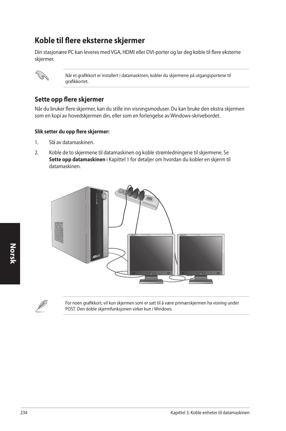 Koble til flere eksterne skjermer, Koble.til.flere.eksterne.skjermer, Norsk n orsk n orsk n orsk | Asus CP3130 User Manual | Page 236 / 342