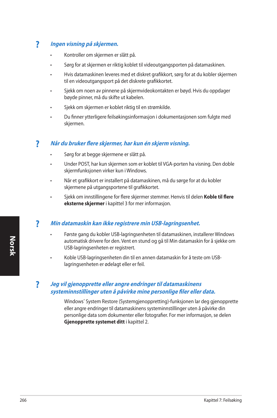 Norsk n orsk n orsk n orsk | Asus CP3130 User Manual | Page 268 / 342