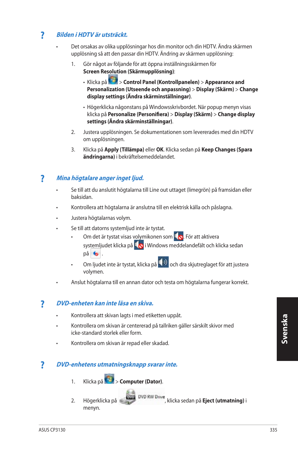 Sv ensk a sv ensk a | Asus CP3130 User Manual | Page 337 / 342