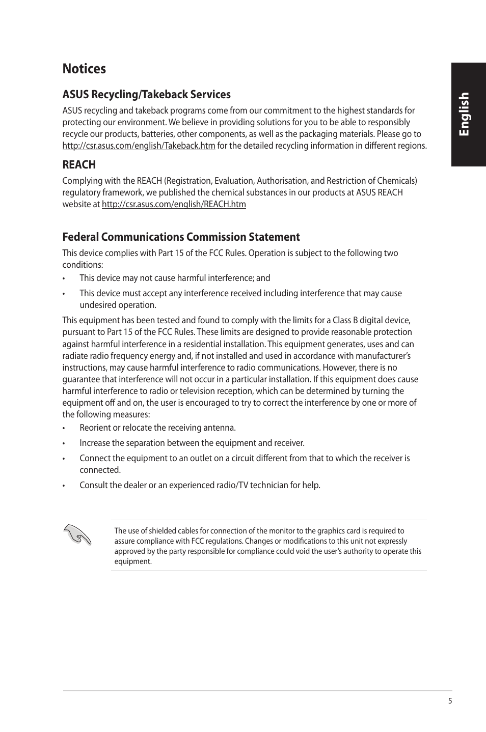 Notices, English, Asus.recycling/takeback.services | Reach | Asus CP3130 User Manual | Page 7 / 342