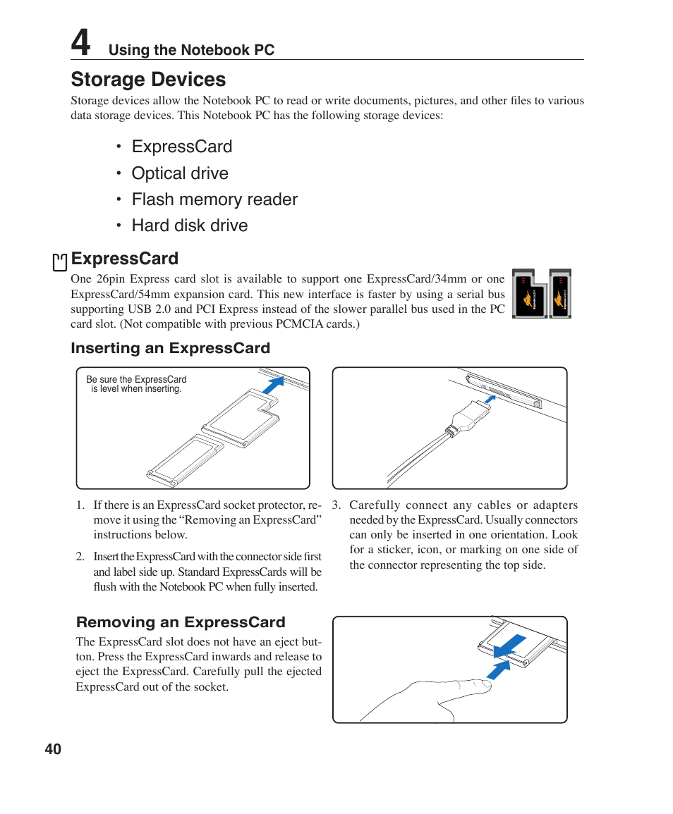 Storage devices | Asus F3P User Manual | Page 40 / 75