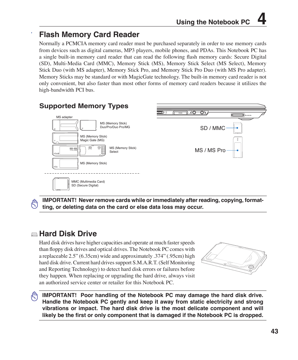 Hard disk drive | Asus F3P User Manual | Page 43 / 75