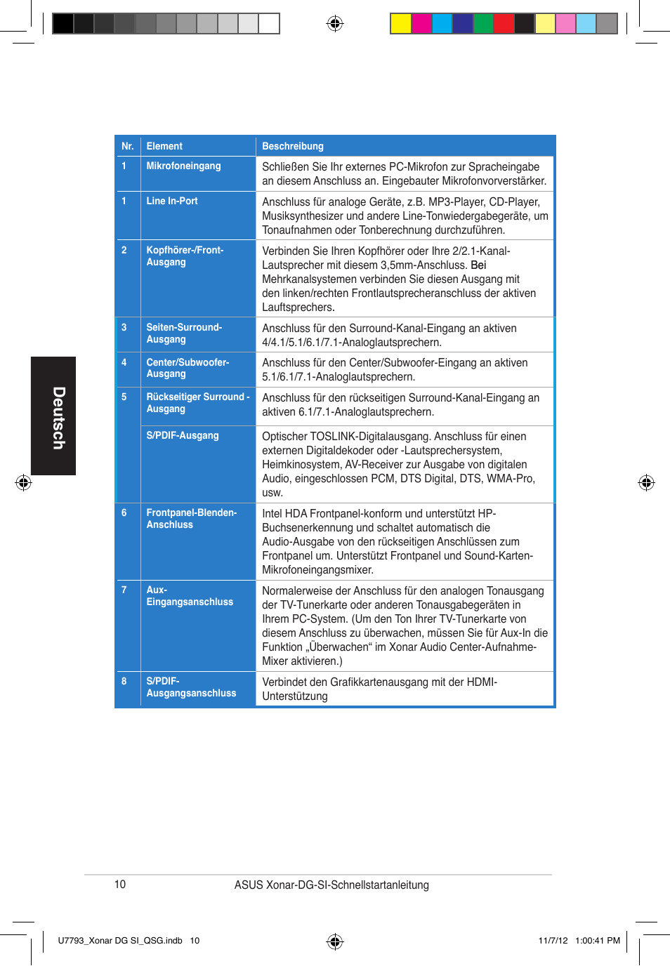 Deutsch | Asus Xonar DG SI User Manual | Page 10 / 26