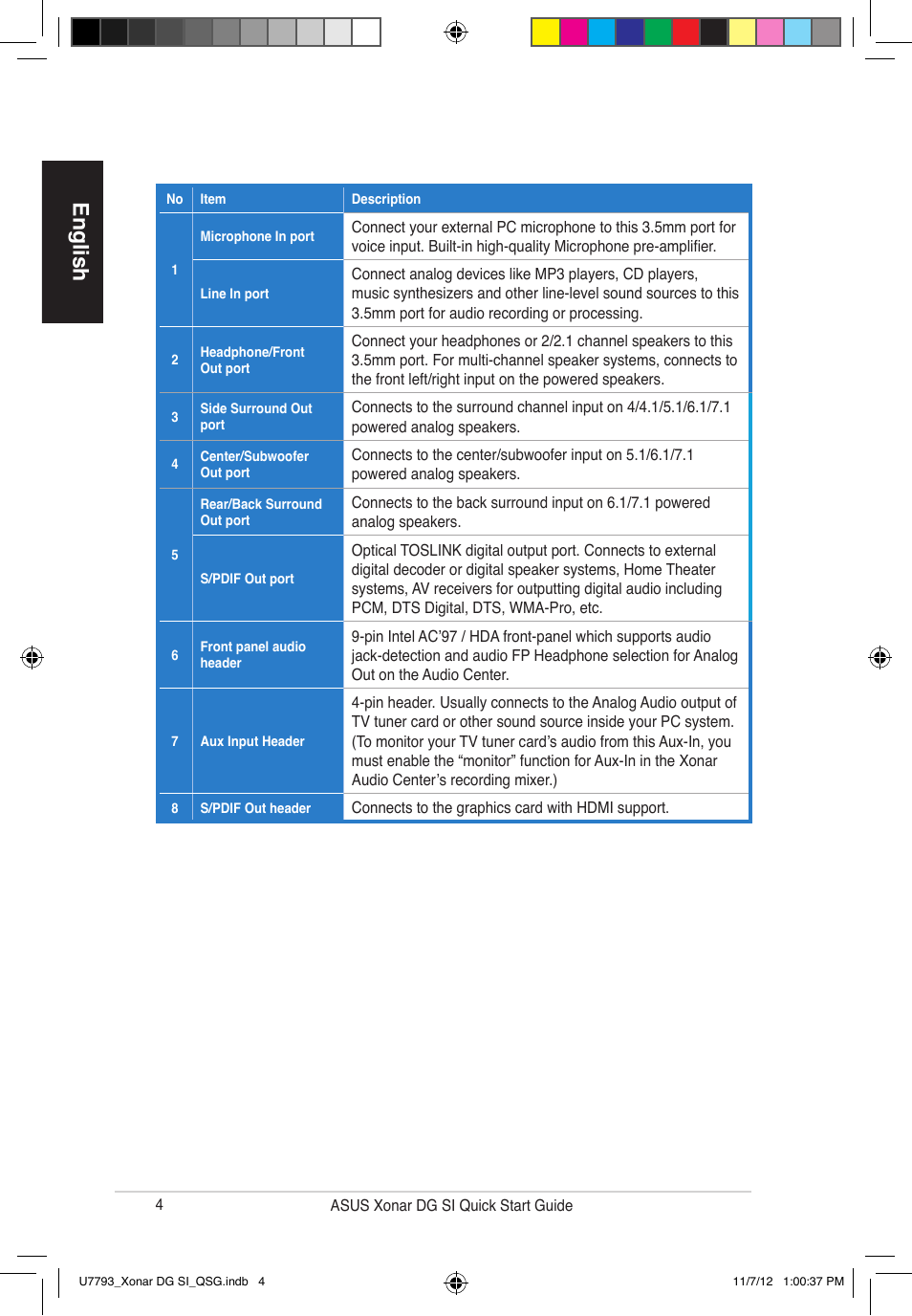 English | Asus Xonar DG SI User Manual | Page 4 / 26