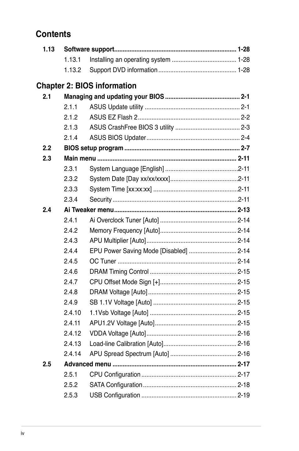 Asus F1A75-M User Manual | Page 4 / 70