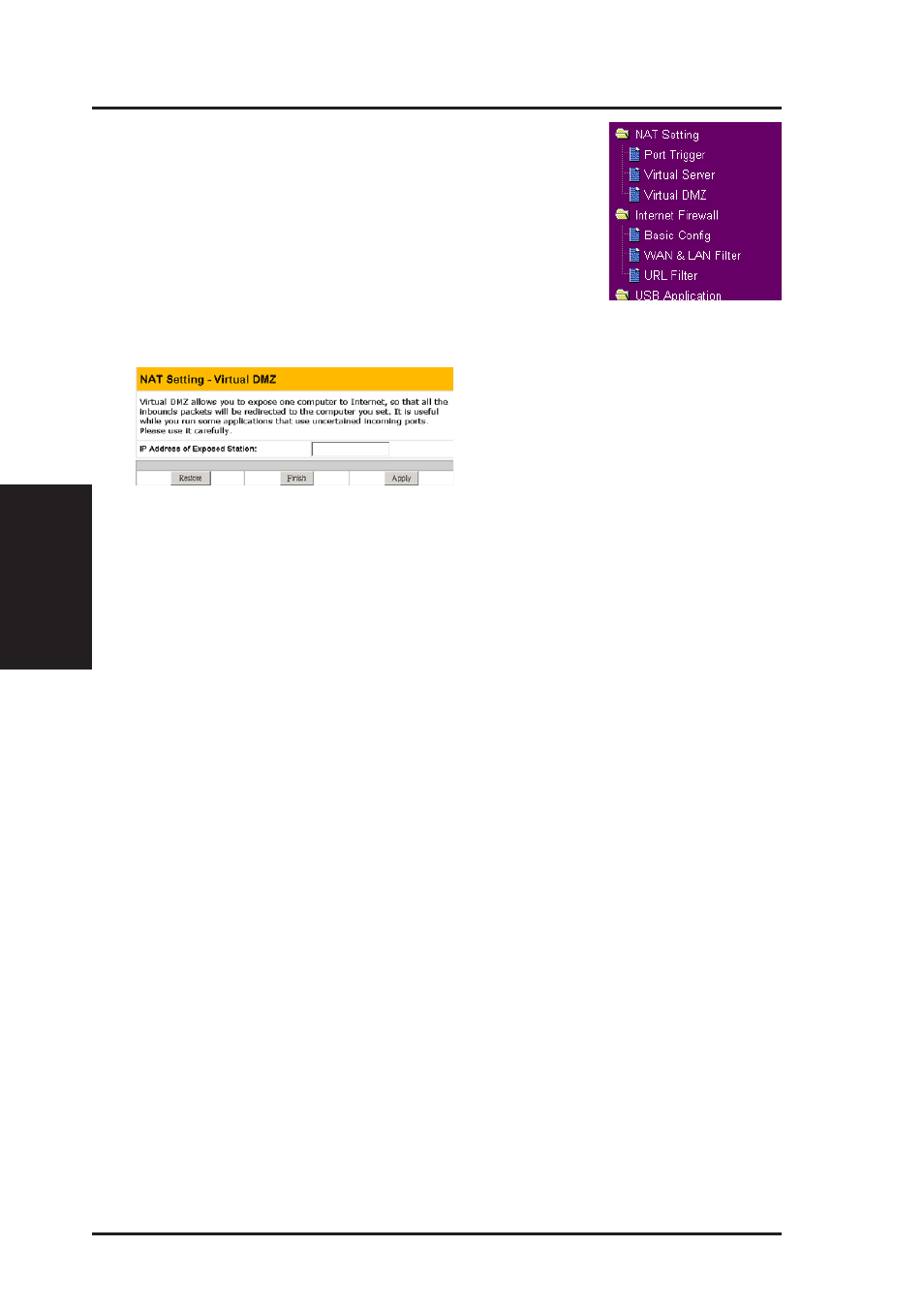 Nat setting (cont.) | Asus WL-500g Deluxe User Manual | Page 54 / 107