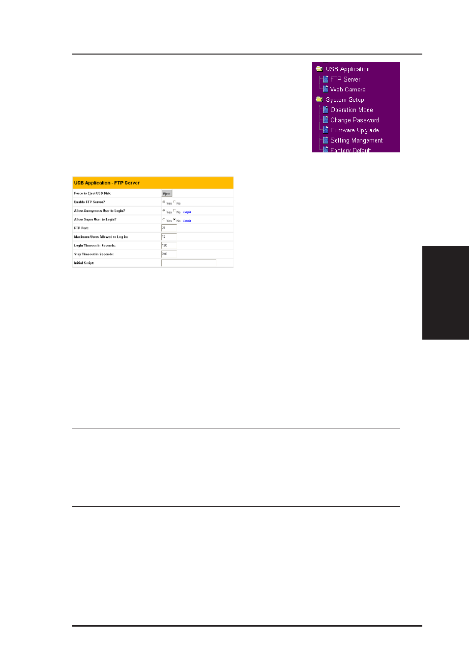 Usb application, Chapter 3 - software configuration, Ftp server | Asus WL-500g Deluxe User Manual | Page 59 / 107