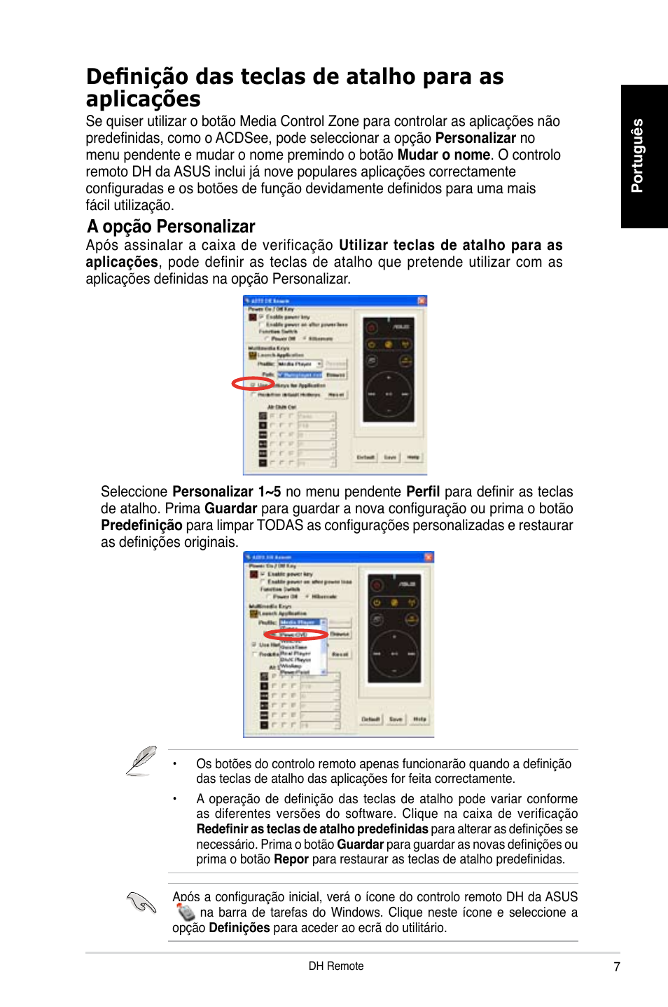 Definição das teclas de atalho para as aplicações, A opção personalizar | Asus P5W DH Deluxe User Manual | Page 55 / 96