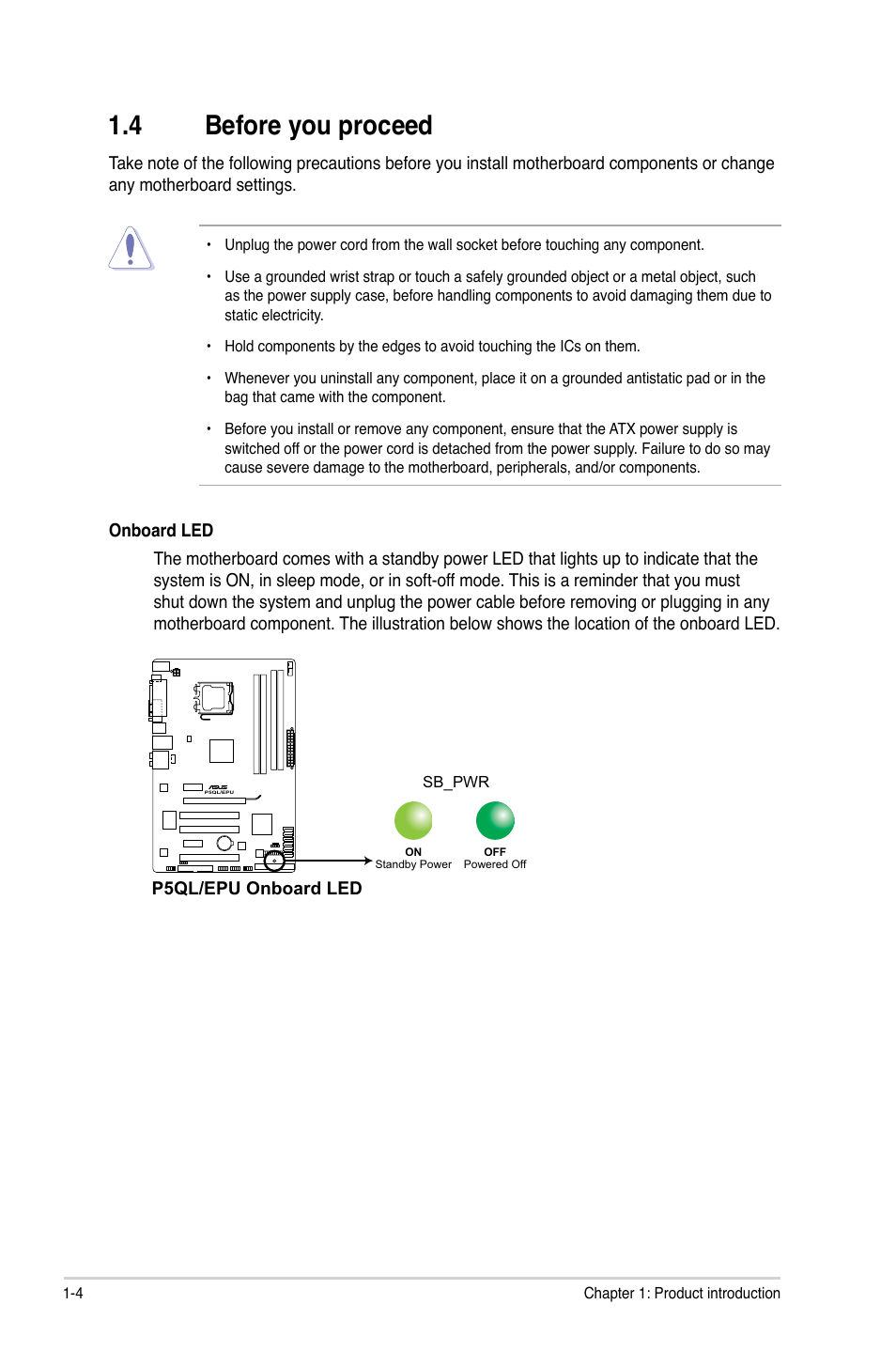 4 before you proceed, Before.you.proceed -4, Before.you.proceed | Asus P5QL/EPU User Manual | Page 14 / 64