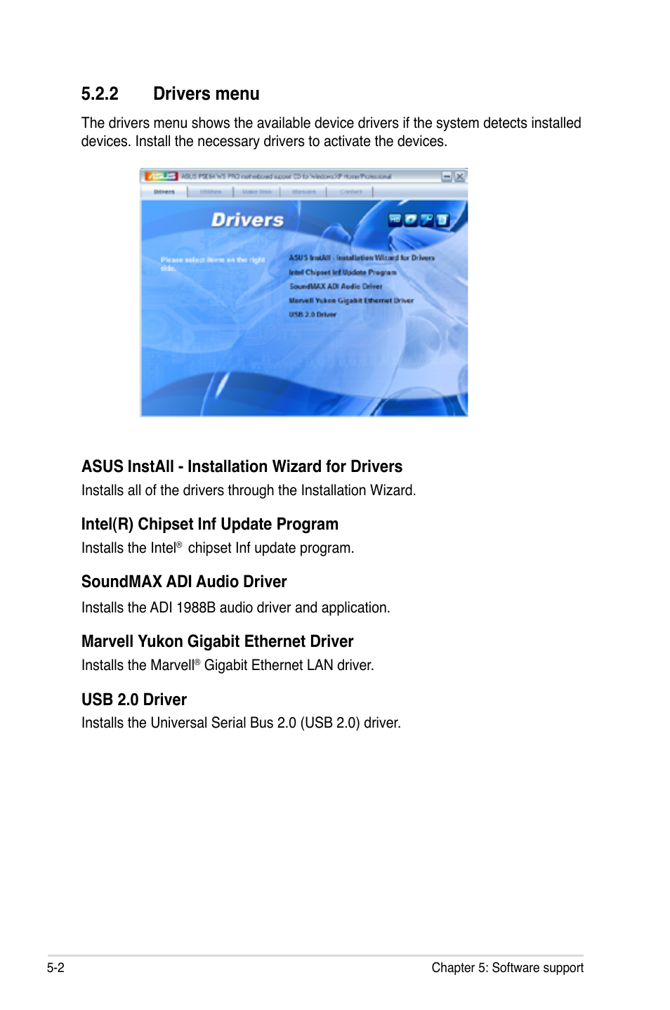 2 drivers menu | Asus P5E64 WS Professional User Manual | Page 114 / 178