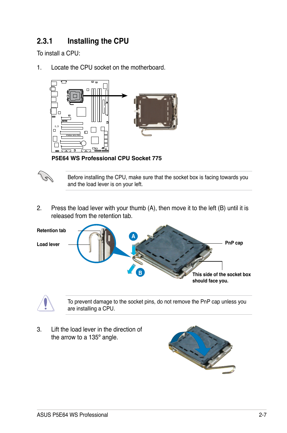 1 installing the cpu | Asus P5E64 WS Professional User Manual | Page 33 / 178