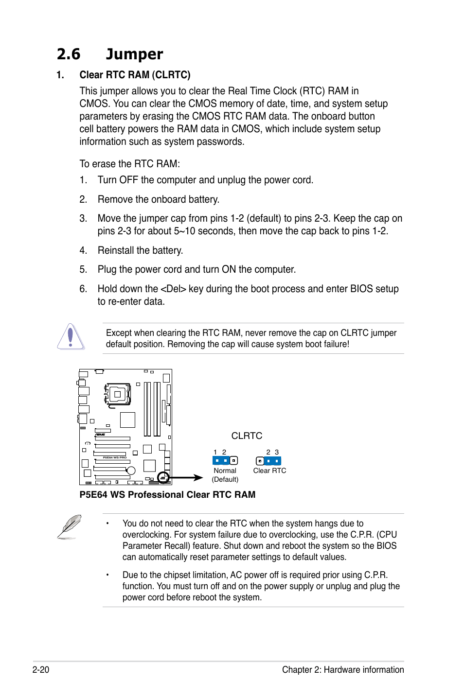 6 jumper | Asus P5E64 WS Professional User Manual | Page 46 / 178