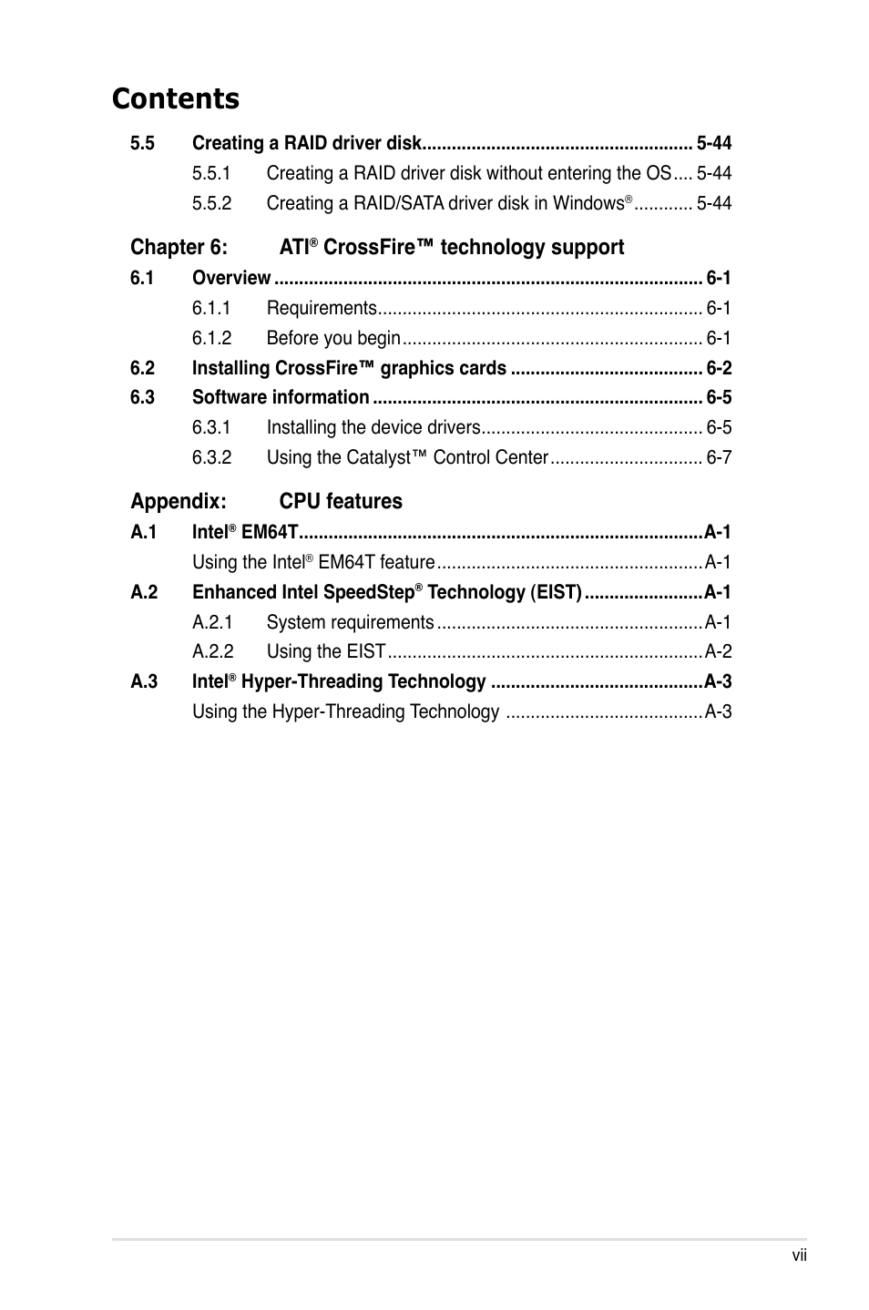 Asus P5E64 WS Professional User Manual | Page 7 / 178