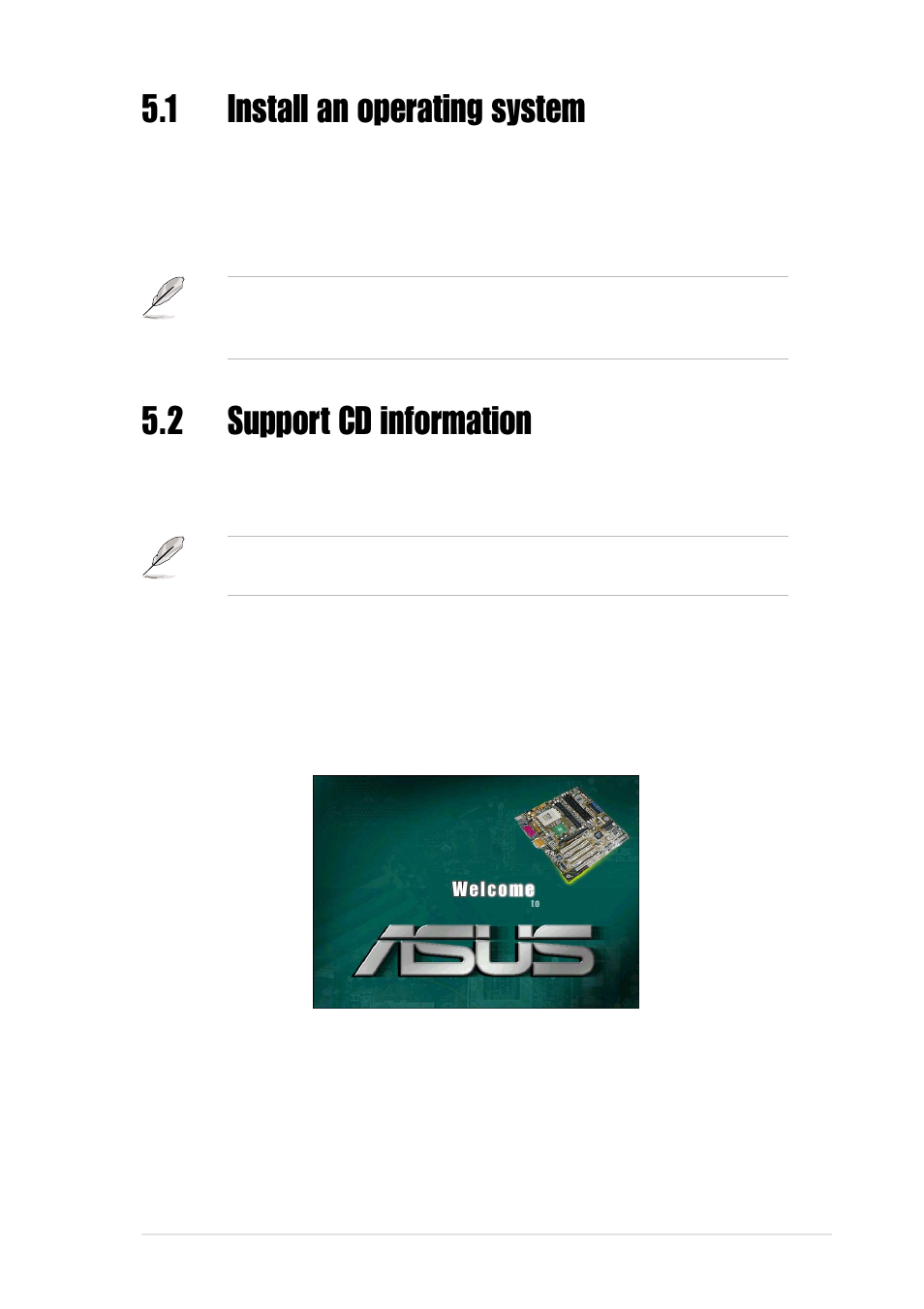 1 install an operating system, 2 support cd information | Asus P4B266-E User Manual | Page 107 / 142