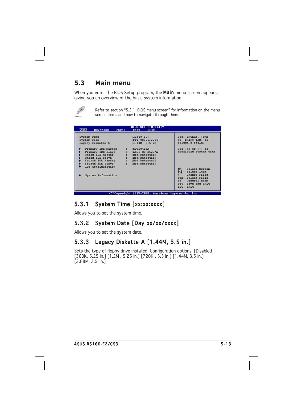 3 main menu | Asus RS160-E2 User Manual | Page 73 / 132