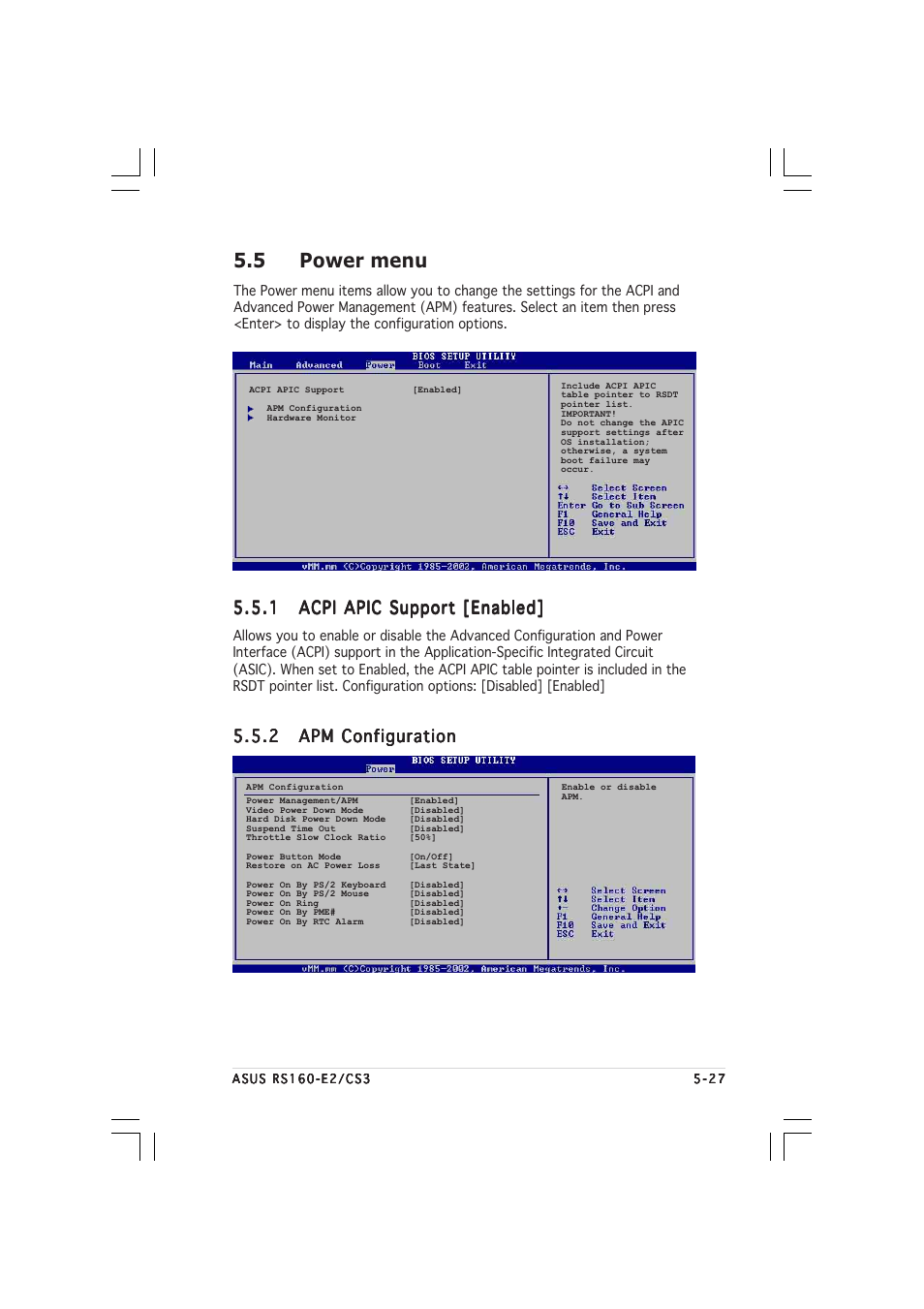 5 power menu | Asus RS160-E2 User Manual | Page 87 / 132
