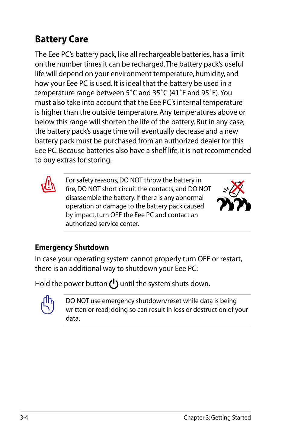 Battery care | Asus Eee PC 701SDX/Linux User Manual | Page 26 / 78