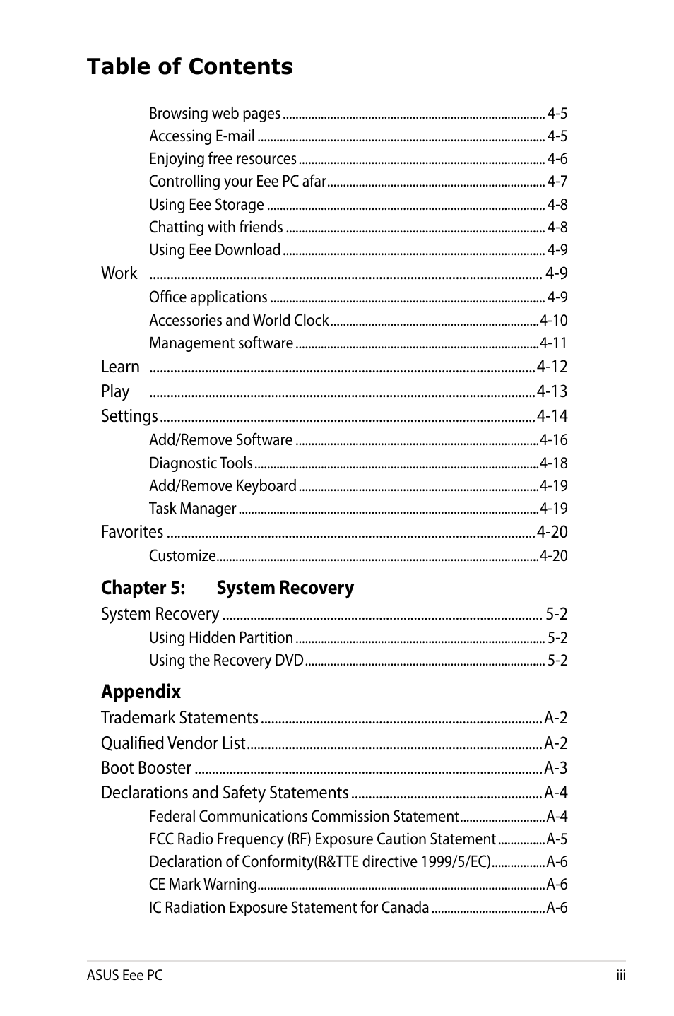 Asus Eee PC 701SDX/Linux User Manual | Page 3 / 78