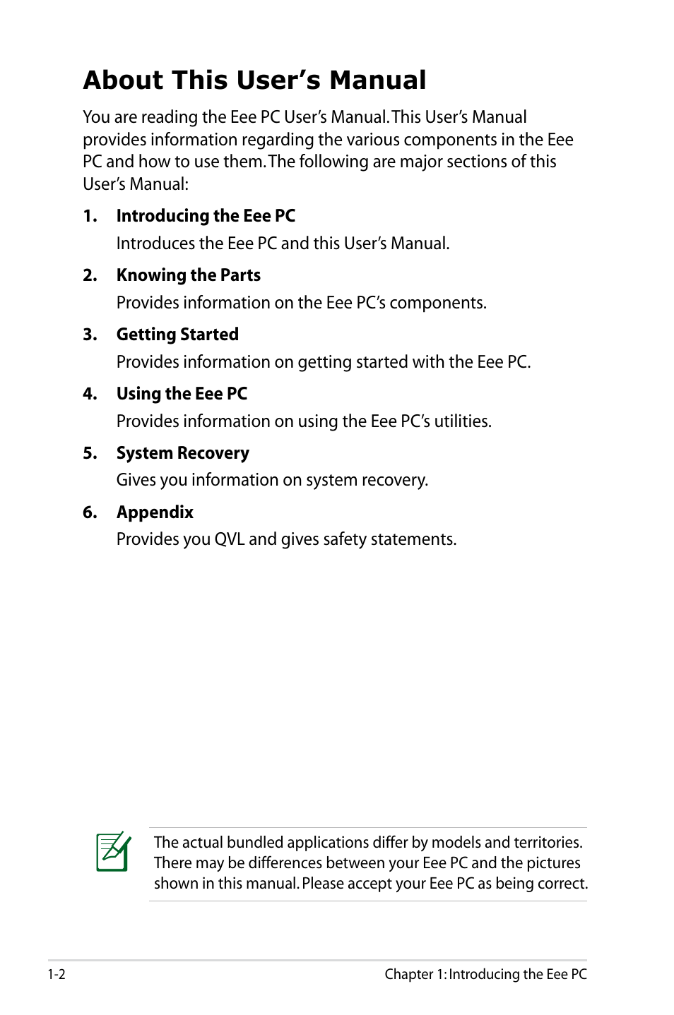 About this user’s manual | Asus Eee PC 701SDX/Linux User Manual | Page 6 / 78