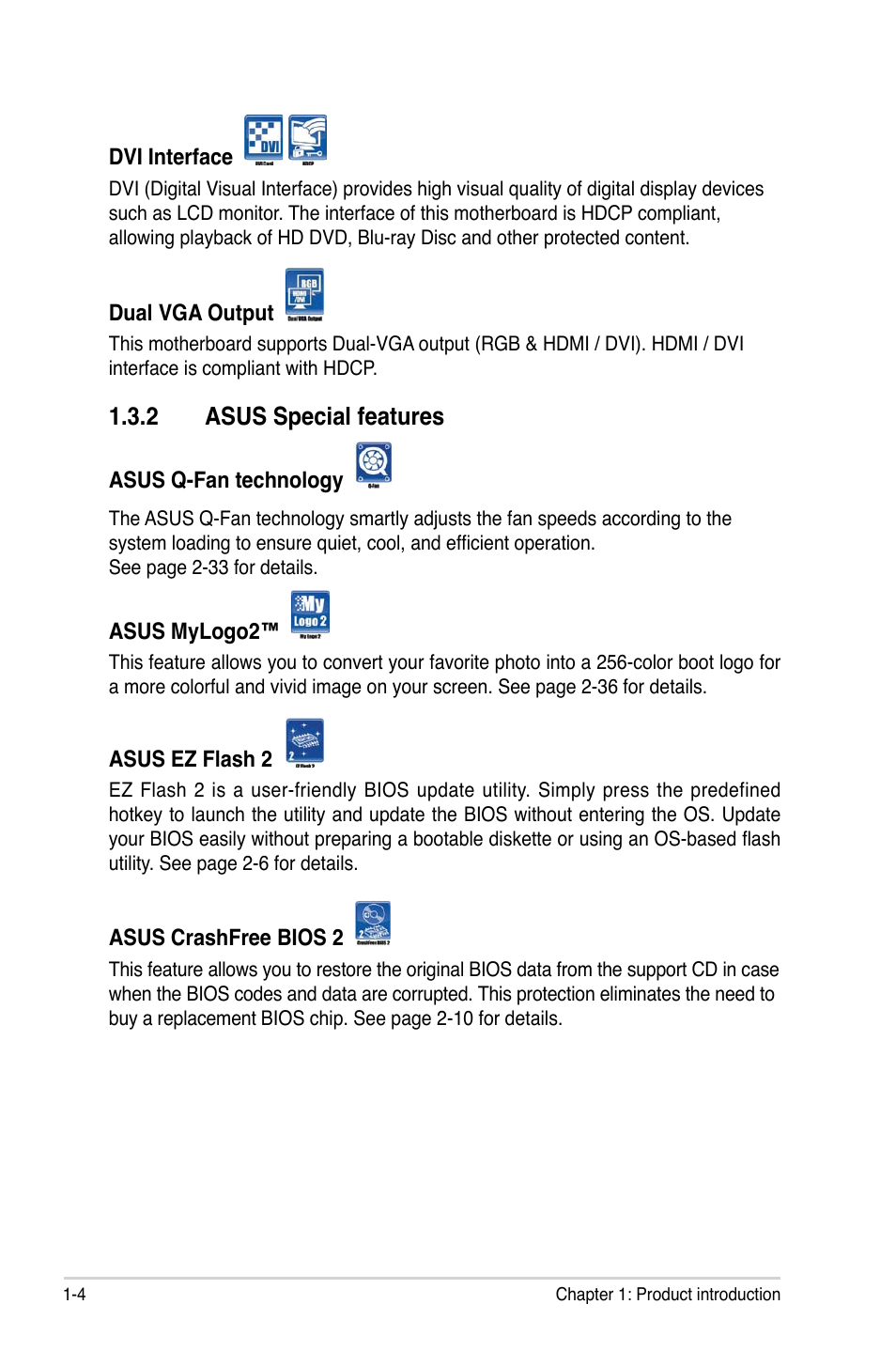 2 asus special features | Asus P5N-EM HDMI User Manual | Page 16 / 102