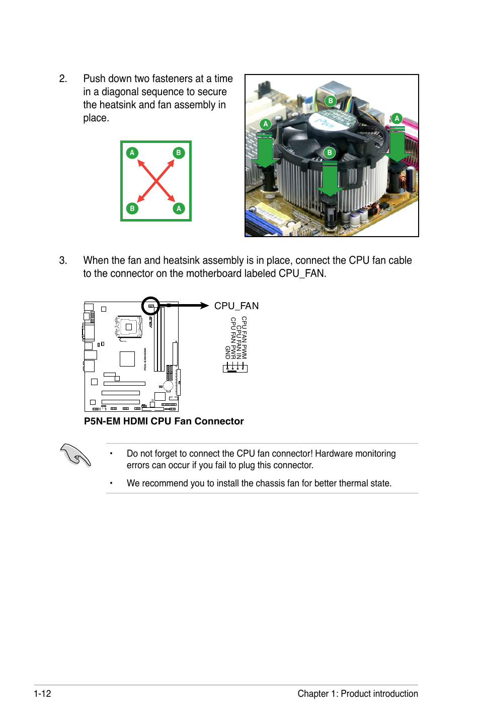 P5n-em hdmi cpu fan connector cpu_fan | Asus P5N-EM HDMI User Manual | Page 24 / 102