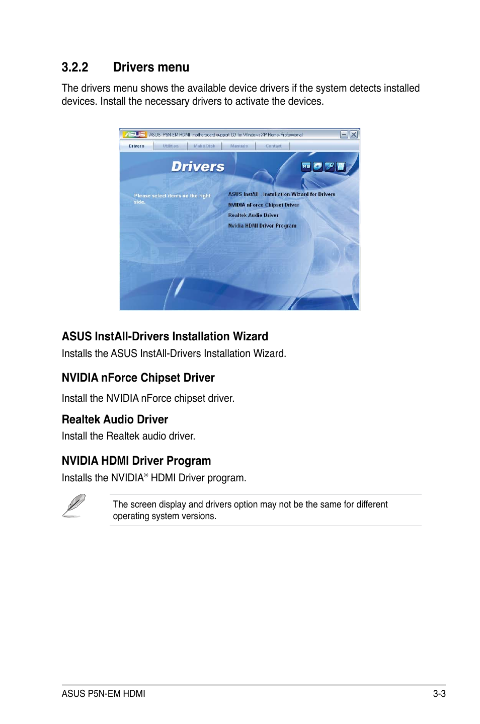2 drivers menu | Asus P5N-EM HDMI User Manual | Page 91 / 102