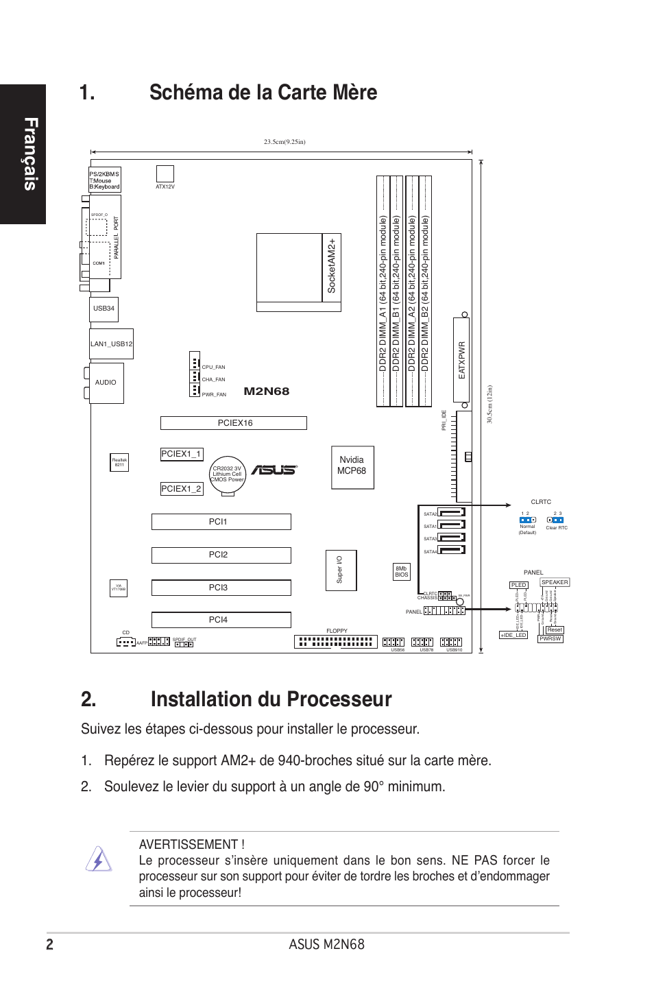 Français, Asus mn68, M2n68 | Socketam2, Nvidia mcp68 | Asus M2N68 User Manual | Page 2 / 38